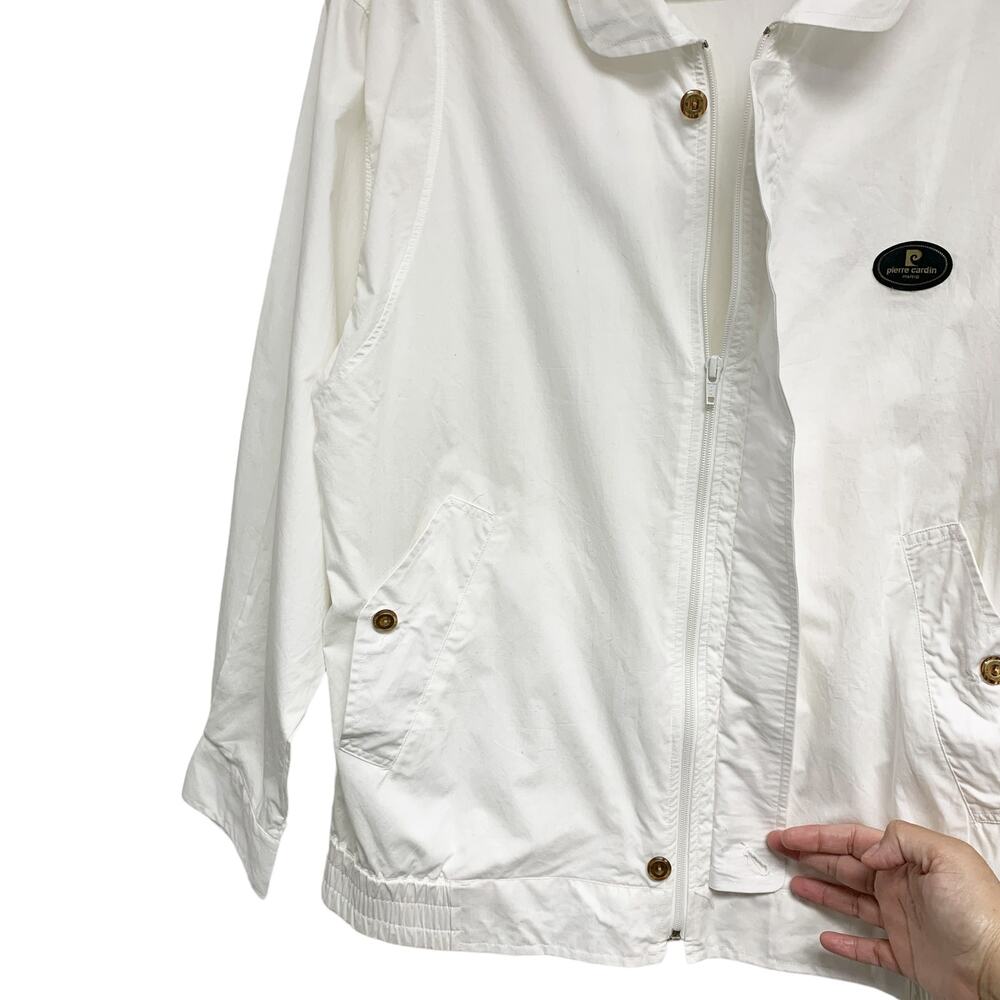 Vintage Pierre Cardin Size L White Zip Up Snap Button Light Jacket - Picture 3 of 8